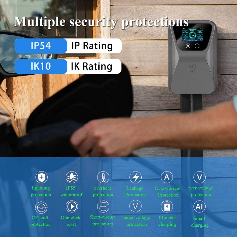 شاحن سيارات كهربائية ذكي للحائ - مراجعة 22Kw Wallbox Type 2 Ocpp Rfid وسعره
